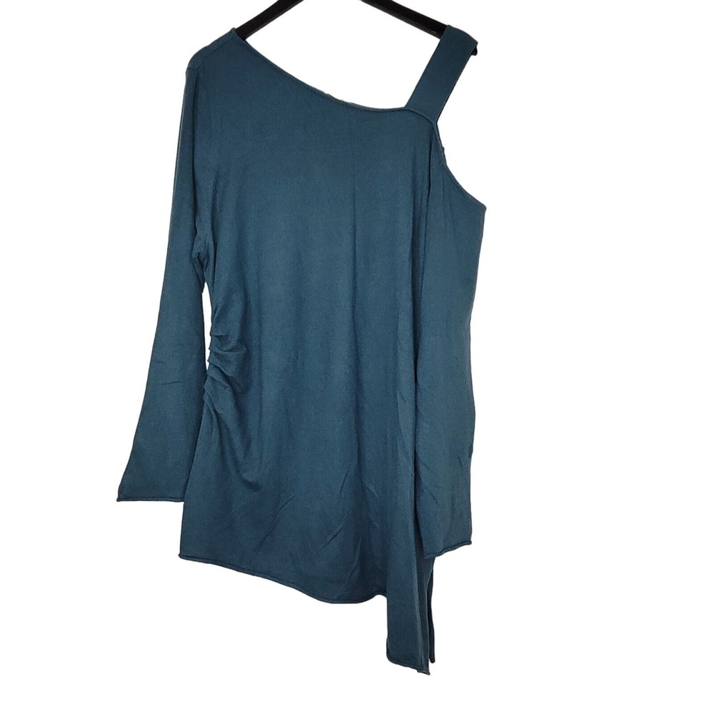 Soft Surroundings Kayla Sweater Teal Cold Shoulder Asymmetrical Casual Knit 1X